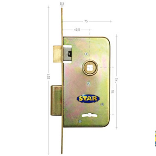 CERRADURA SEGURIDAD STAR 603 ZING TIPO BOCC PASADOR RECTANGULAR puerta porton reja original